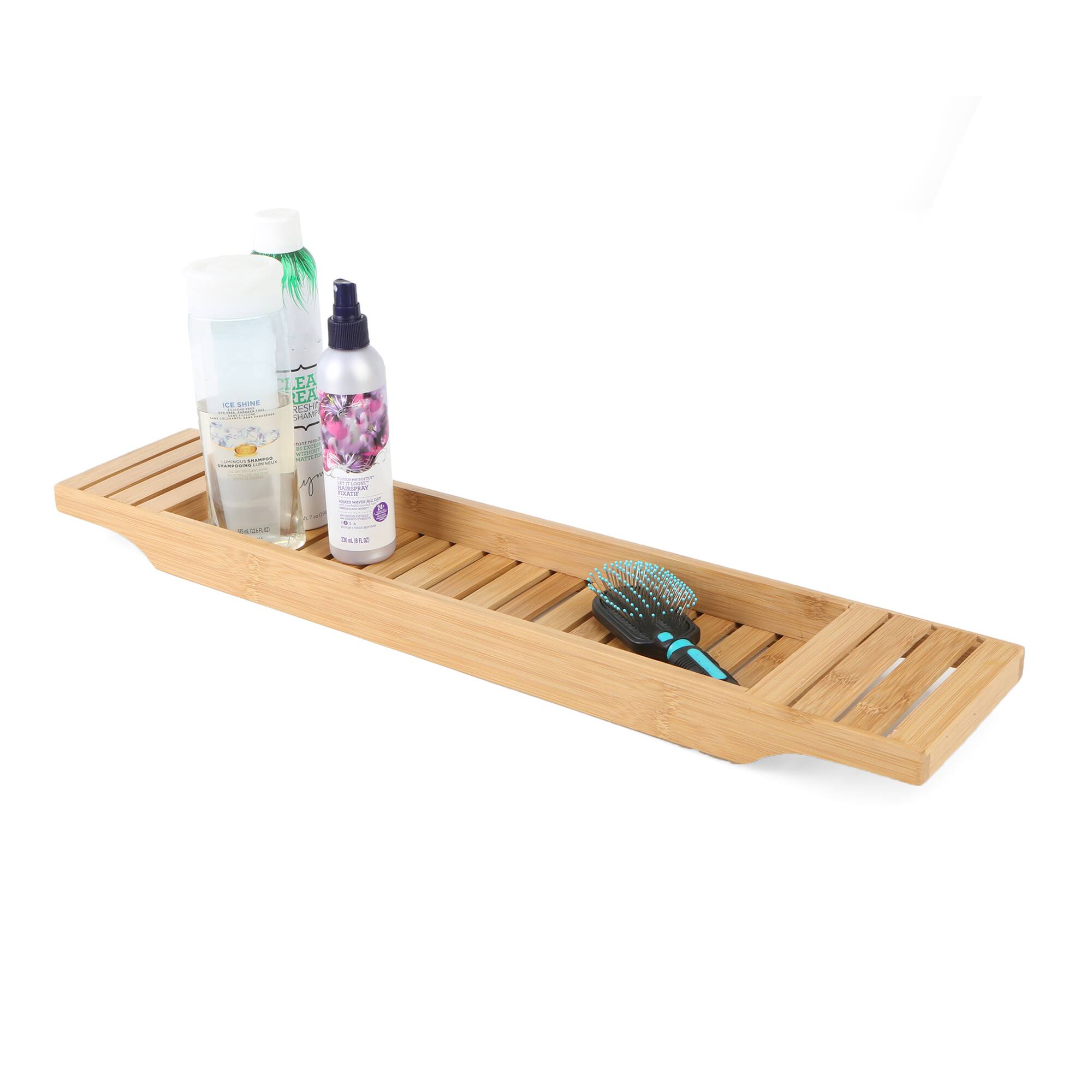 Mind Reader 27" Brown Bamboo Bathtub Caddy Organizer